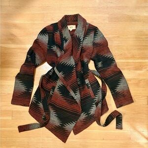 Tribal Patterned Wrap Cardigan